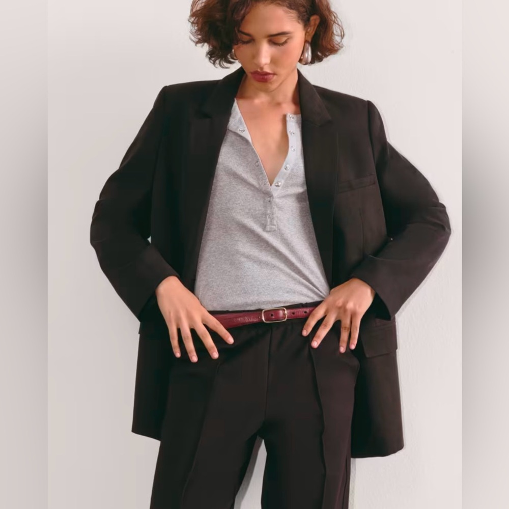 Everlane The Oversized Blazer in Buttersmooth, Black, 8, EUC